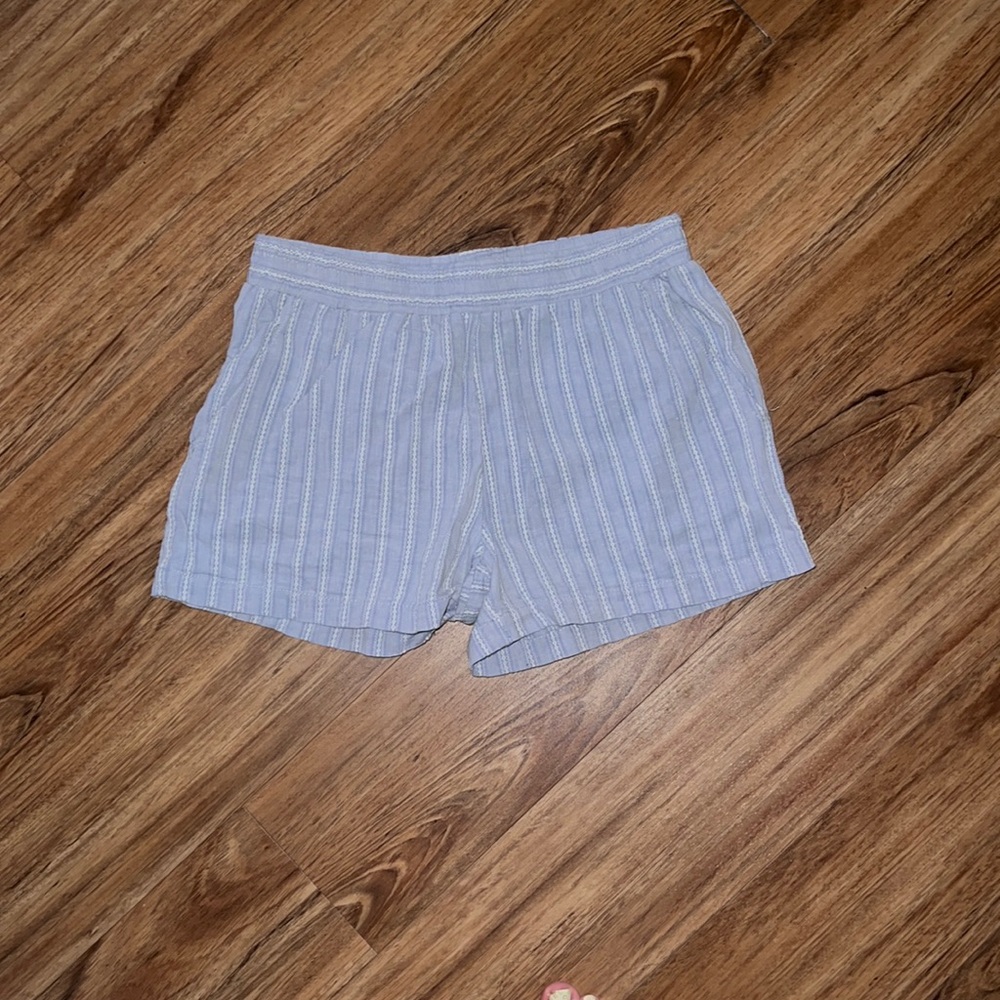 Drew shorts, light blue with white stitching design, size small